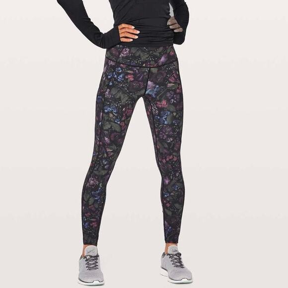 LULULEMON Fast And Free Tights Leggings Frozen Flourish 4 - Picture 1 of 12